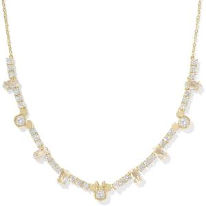 Kendra Scott x Disney Mickey Mouse and Minnie Mouse Tennis Necklace, Fashion Jewelry for Women(GOLD – WHITE CRYSTAL)