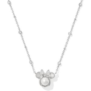 Kendra Scott x Disney Minnie Mouse Short Pendant Necklace, Fashion Jewelry for Women(RHODIUM – WHITE PEARL)