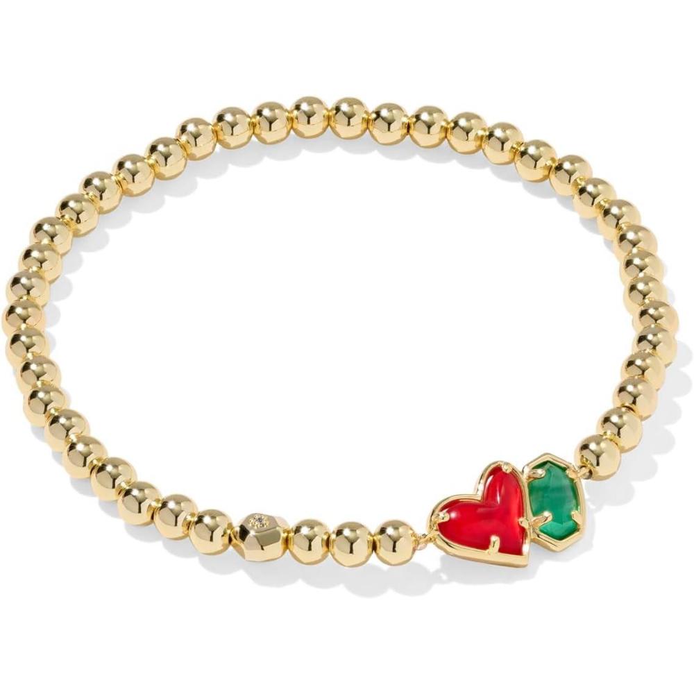 imageKendra Scott Ari Heart Emilie Stretch Bracelet Fashion Jewelry for WomenRED ILLUSION AND EMERALD CATS EYE