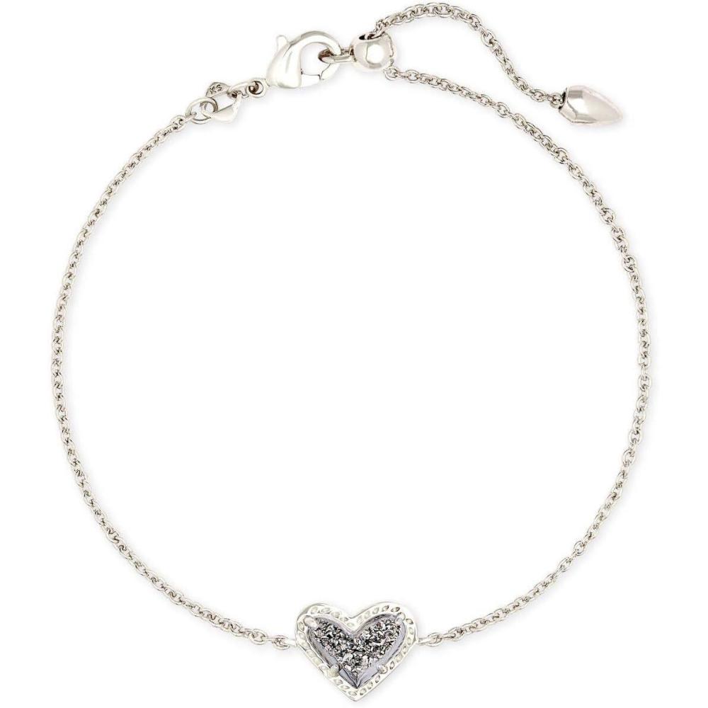 imageKendra Scott Ari Heart Link Chain Bracelet for Women Fashion JewelryRHODIUM  PLATINUM DRUSY