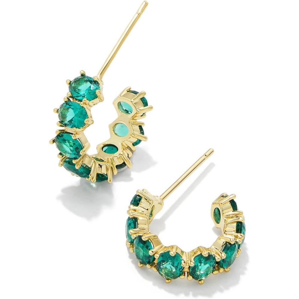 imageKendra Scott Cailin Crystal Huggie Earrings Fashion Jewelry For WomenGOLD  GREEN CRYSTAL