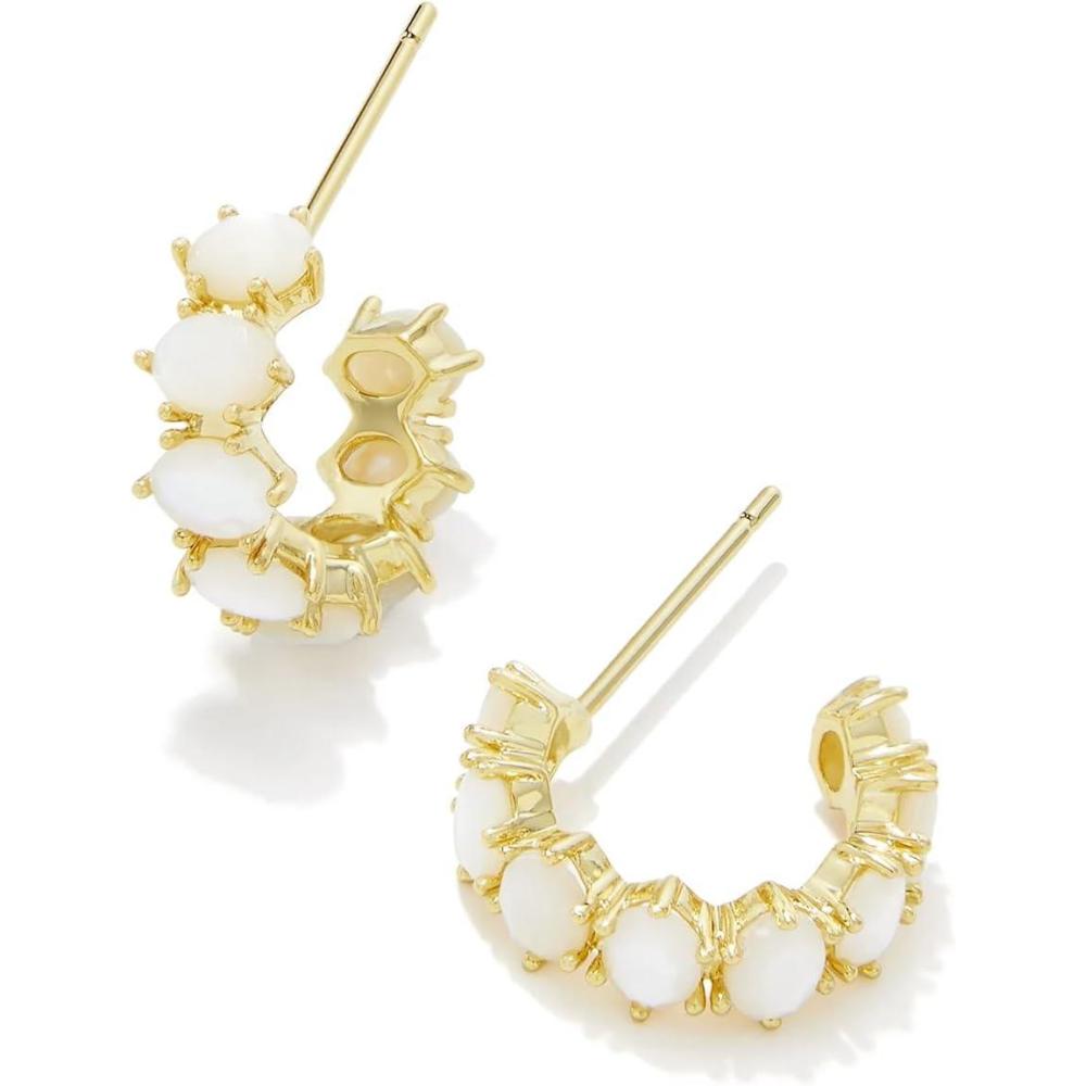 imageKendra Scott Cailin Crystal Huggie Earrings Fashion Jewelry For WomenGOLD  IVORY MOTHEROFPEARL