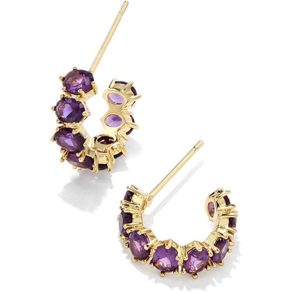 imageKendra Scott Cailin Crystal Huggie Earrings Fashion Jewelry For WomenGOLD  PURPLE CRYSTAL