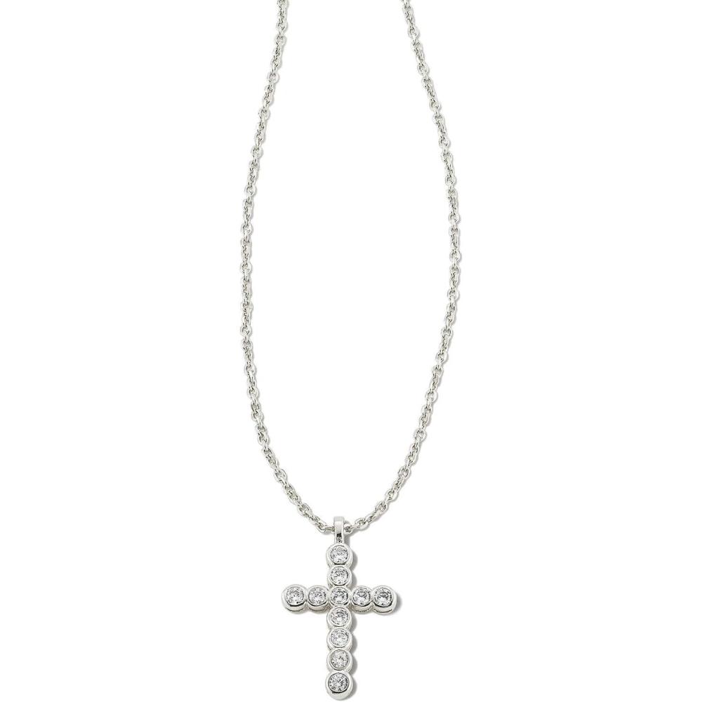 imageKendra Scott Cross Crystal Pendant Necklace Fashion Jewelry for WomenRHODIUM  WHITE CRYSTAL