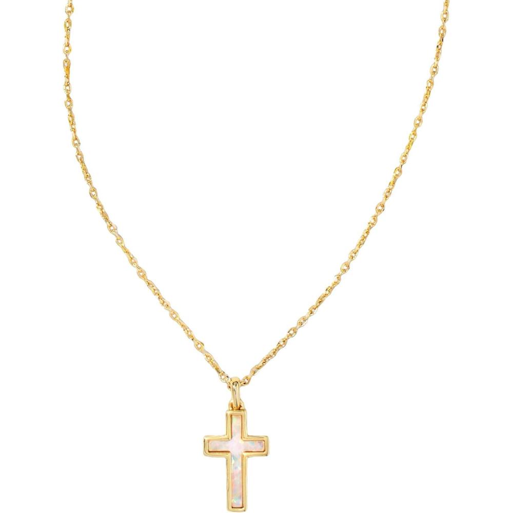 imageKendra Scott Cross Pendant Necklace for Women Fashion JewelryGOLD  WHITE OPAL