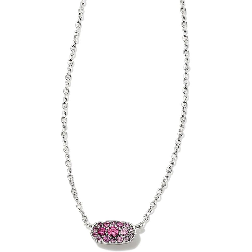 imageKendra Scott Grayson Crystal Pendant Necklace Fashion Jewelry for WomenSilver Pink Ombre