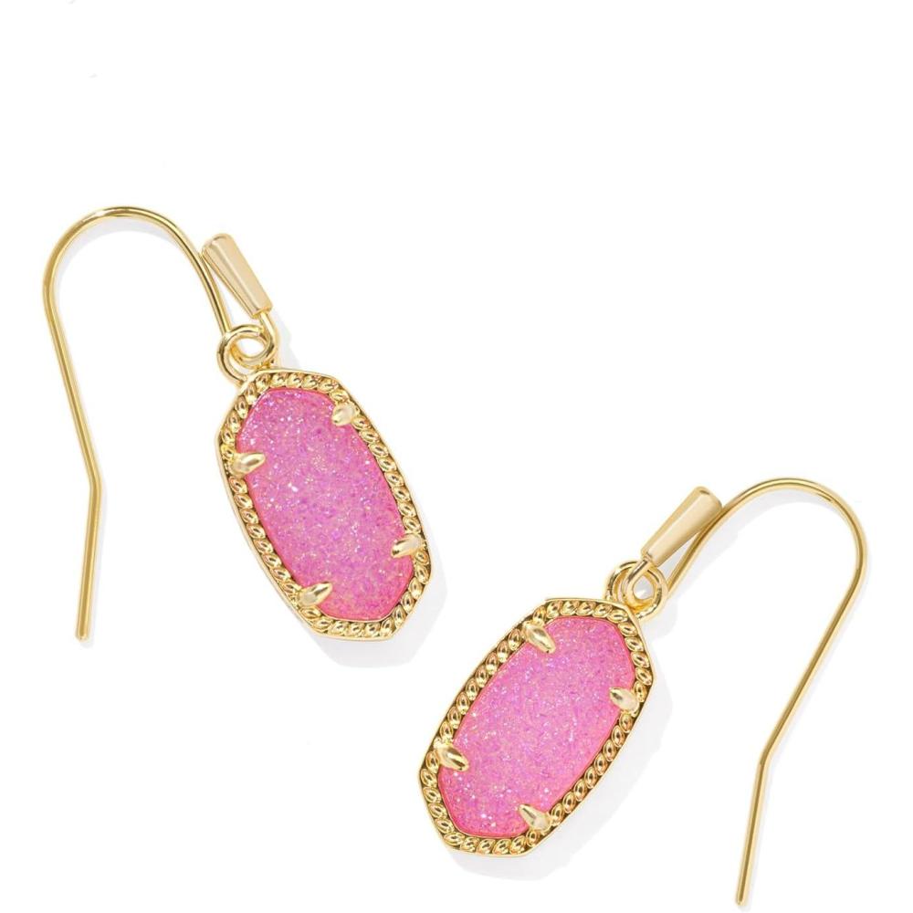 imageKendra Scott Lee Earrings in 14k GoldPlated Brass Hot Pink Drusy Fashion Jewelry for Women