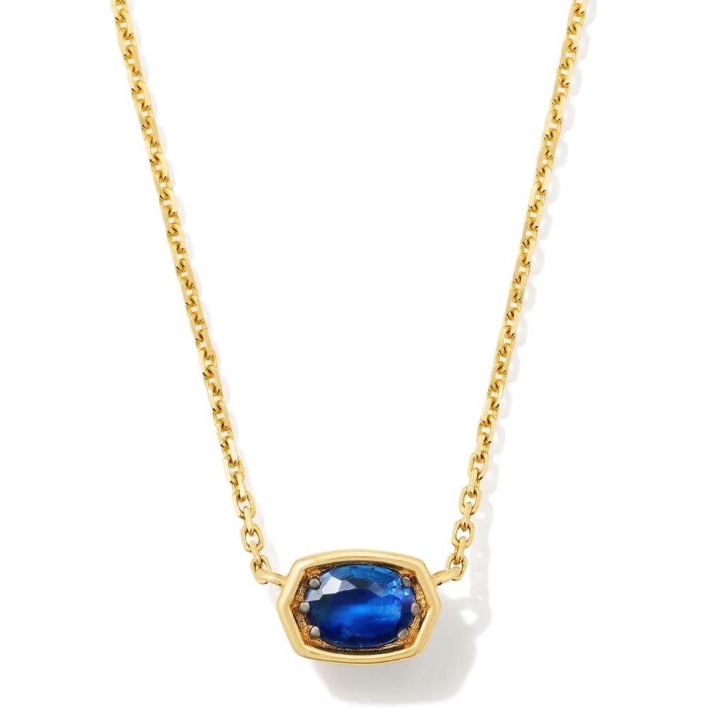 imageKendra Scott Marisa 18k Yellow Gold Oval Solitaire Pendant NecklaceBLUE SAPPHIRE