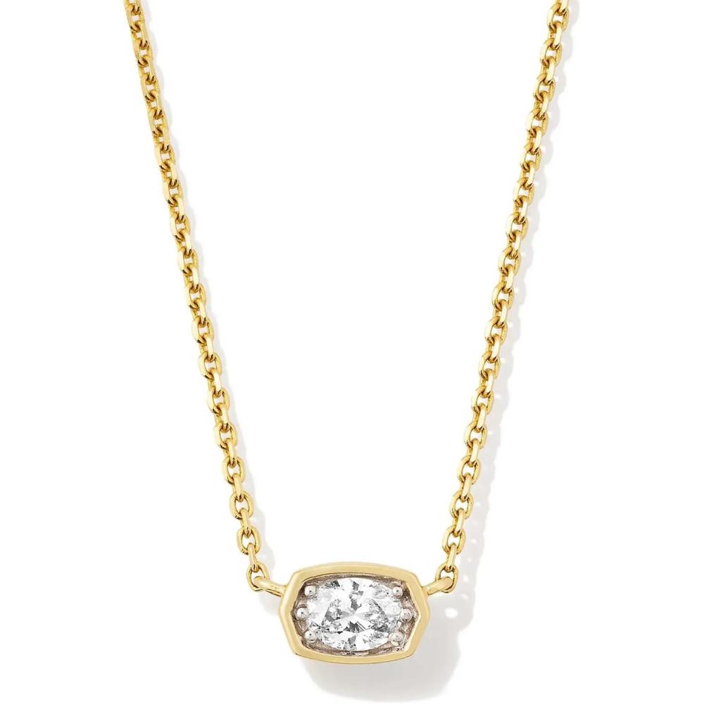 imageKendra Scott Marisa 18k Yellow Gold Oval Solitaire Pendant NecklaceWHITE DIAMOND