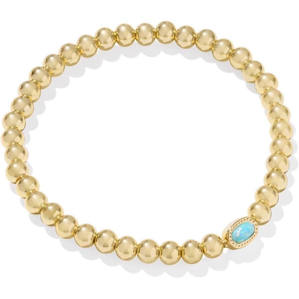imageKendra Scott Mini Elaina Stretch BraceletGOLD  LIGHT TEAL KYOCERA OPAL