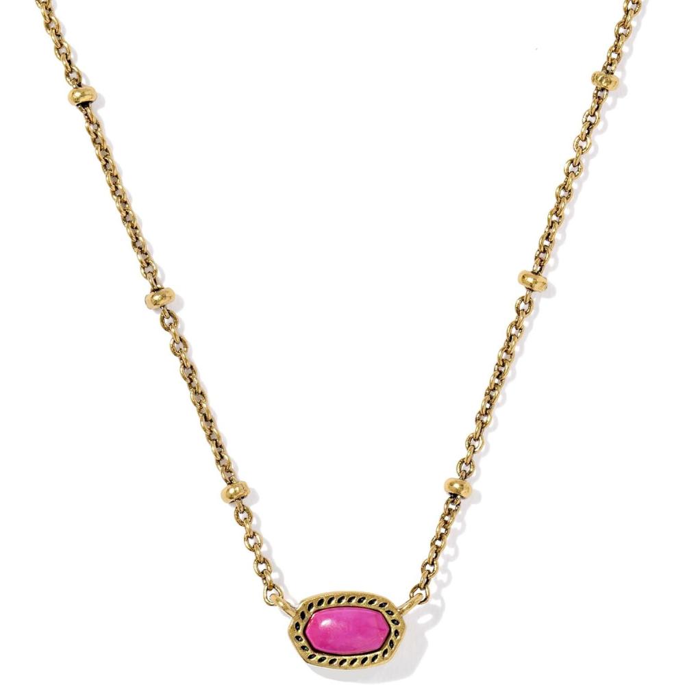 imageKendra Scott Mini Elisa 14k GoldPlated Satellite Short Pendant Necklace Fashion Jewelry for WomenGOLD  DARK FUCHSIA VARIEGATED MAGNESITE