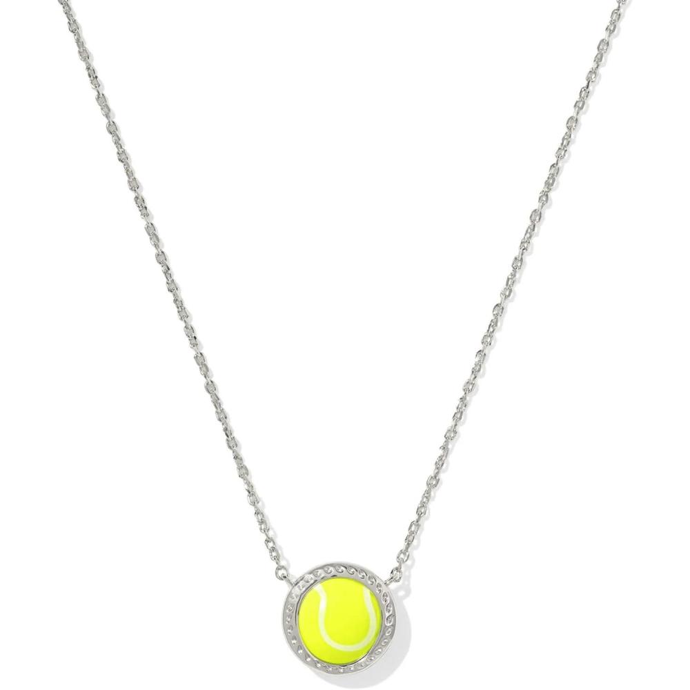 imageKendra Scott Tennis Short Pendant Necklace Fashion Jewelry for WomenRHODIUM  CHARTREUSE MAGNESITE