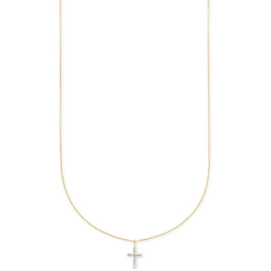 imageKendra Scott White Diamond Cross Pendant Necklace in 14k Gold Fine Jewelry for Women14K YELLOW GOLD  CRYSTAL CLEAR DIAMOND