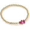 Kendra Scott Ari Heart Emilie Stretch Bracelet, Fashion Jewelry for Women(FUCHSIA MAGNESITE/PURPLE MOP)
