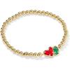 Kendra Scott Ari Heart Emilie Stretch Bracelet, Fashion Jewelry for Women(RED ILLUSION AND EMERALD CATS EYE)