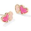 Kendra Scott Ari Heart Emilie Stud Earrings, Fashion Jewelry for Women(GOLD -AZALEA ILLUSION AND ROSE QUARTZ)