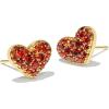 Kendra Scott Ari Pave Crystal Heart Stud Earrings, Fashion Jewelry for Women(GOLD – GARNET)