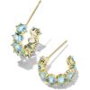 Kendra Scott Cailin Crystal Huggie Earrings, Fashion Jewelry For Women(GOLD – AQUA CRYSTAL)