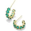 Kendra Scott Cailin Crystal Huggie Earrings, Fashion Jewelry For Women(GOLD – GREEN CRYSTAL)