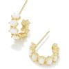 Kendra Scott Cailin Crystal Huggie Earrings, Fashion Jewelry For Women(GOLD – IVORY MOTHER-OF-PEARL)