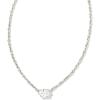 Kendra Scott Cailin Silver-Plated Brass Pendant Necklace in White Crystal, Fashion Jewelry For Women