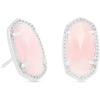 Kendra Scott Ellie Stud Earrings for Women, Fashion Jewelry(RHODIUM – ROSE QUARTZ)