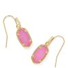 Kendra Scott Lee Earrings in 14k Gold-Plated Brass, Hot Pink Drusy, Fashion Jewelry for Women