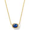 Kendra Scott Marisa 18k Yellow Gold Oval Solitaire Pendant Necklace(BLUE SAPPHIRE)