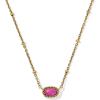 Kendra Scott Mini Elisa 14k Gold-Plated Satellite Short Pendant Necklace, Fashion Jewelry for Women(GOLD – DARK FUCHSIA VARIEGATED MAGNESITE)