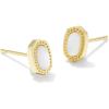 Kendra Scott Mini Ellie 14k Gold-Plated Stud Earrings, Fashion Jewelry for Women(GOLD – IVORY MOTHER OF PEARL)