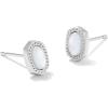 Kendra Scott Mini Ellie 14k Gold-Plated Stud Earrings, Fashion Jewelry for Women(RHODIUM – IVORY MOTHER OF PEARL)