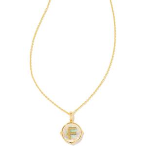 Kendra Scott 14k Gold-Plated Brass Letter A-Z Disc Reversible Pendant Necklace, Fashion Jewelry for Women(Letter F)