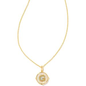 Kendra Scott 14k Gold-Plated Brass Letter A-Z Disc Reversible Pendant Necklace, Fashion Jewelry for Women(Letter G)