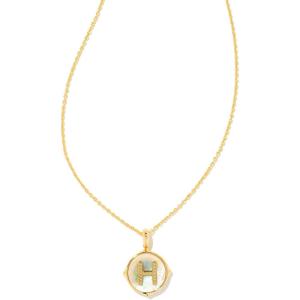 Kendra Scott 14k Gold-Plated Brass Letter A-Z Disc Reversible Pendant Necklace, Fashion Jewelry for Women(Letter H)