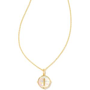 Kendra Scott 14k Gold-Plated Brass Letter A-Z Disc Reversible Pendant Necklace, Fashion Jewelry for Women(Letter I)
