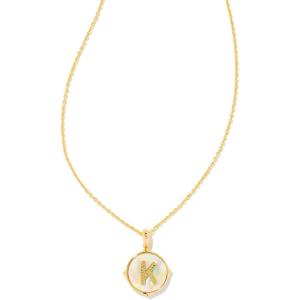 Kendra Scott 14k Gold-Plated Brass Letter A-Z Disc Reversible Pendant Necklace, Fashion Jewelry for Women(Letter K)