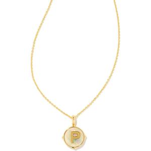 Kendra Scott 14k Gold-Plated Brass Letter A-Z Disc Reversible Pendant Necklace, Fashion Jewelry for Women(Letter P)