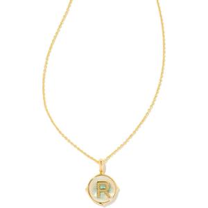 Kendra Scott 14k Gold-Plated Brass Letter A-Z Disc Reversible Pendant Necklace, Fashion Jewelry for Women(Letter R)