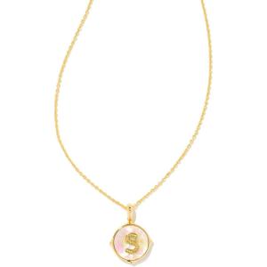 Kendra Scott 14k Gold-Plated Brass Letter A-Z Disc Reversible Pendant Necklace, Fashion Jewelry for Women(Letter S)