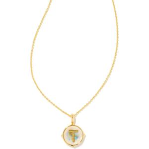 Kendra Scott 14k Gold-Plated Brass Letter A-Z Disc Reversible Pendant Necklace, Fashion Jewelry for Women(Letter T)