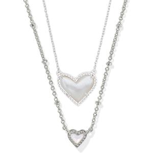 Kendra Scott Ari Gift Set Of 2, Fashion Jewelry for Women(RHODIUM – IVORY MOTHER OF PEARL)