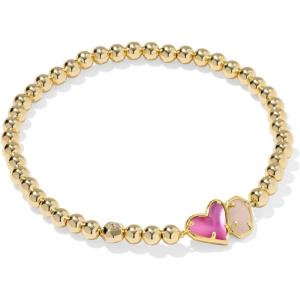 Kendra Scott Ari Heart Emilie Stretch Bracelet, Fashion Jewelry for Women(AZALEA ILLUSION AND ROSE QUARTZ)