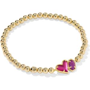Kendra Scott Ari Heart Emilie Stretch Bracelet, Fashion Jewelry for Women(FUCHSIA MAGNESITE/PURPLE MOP)