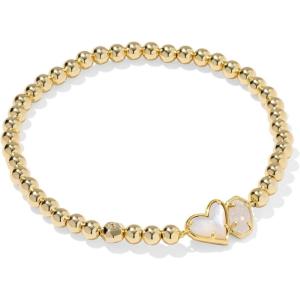 Kendra Scott Ari Heart Emilie Stretch Bracelet, Fashion Jewelry for Women(GOLD – IVORY MOP/IRIDESCENT DRUSY)