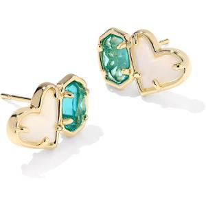 Kendra Scott Ari Heart Emilie Stud Earrings, Fashion Jewelry for Women(GOLD – OPALITE ILLUSION AND LONDON BLUE GLASS)