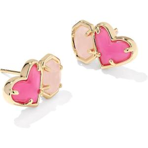 Kendra Scott Ari Heart Emilie Stud Earrings, Fashion Jewelry for Women(GOLD -AZALEA ILLUSION AND ROSE QUARTZ)