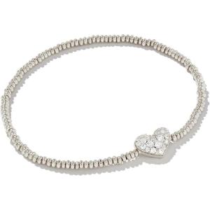 Kendra Scott Ari Pave Crystal Heart Stretch Bracelet, Fashion Jewelry for Women(RHODIUM – WHITE CRYSTAL)