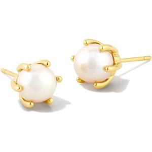 Kendra Scott Ashton Gold Pearl Stud Earrings, Fashion Jewelry For Women