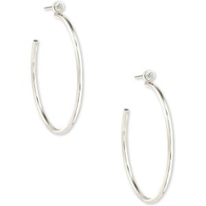 Kendra Scott Audrey Hoop Earring in 14k White Gold, Fine Jewelry for Women, White Diamond