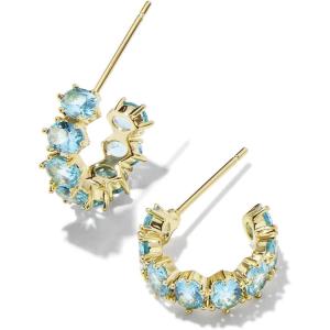 Kendra Scott Cailin Crystal Huggie Earrings, Fashion Jewelry For Women(GOLD – AQUA CRYSTAL)